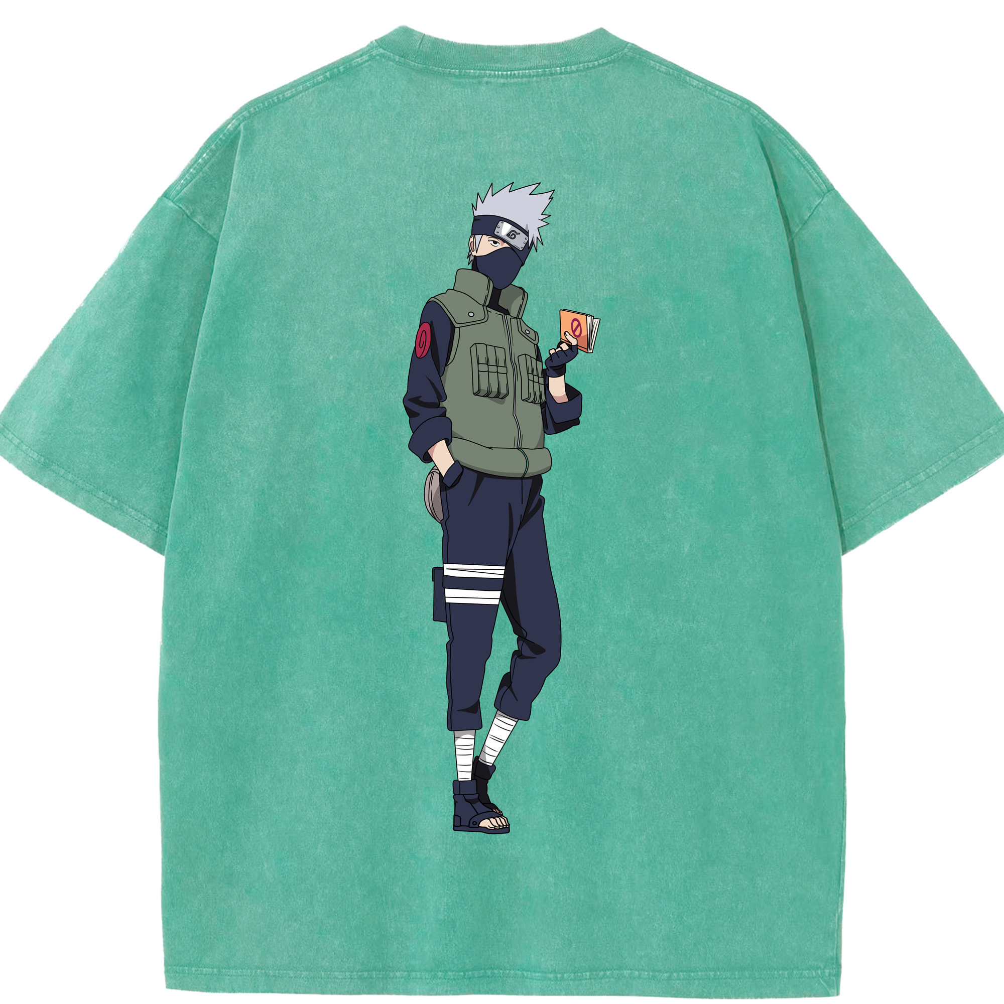 （画像用） NARUTO -ナルト- はたけ カカシ Hatake Kakashi 綿100% ヴィンテージ風 半袖Tシャツ（背面プリント）